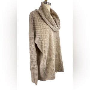Joan Vass Tan Hood Open-Knit Cowl Neck Oversized Loose Net Acrylic
Alpaca NWT